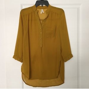 {truth NYC} sheer mustard blouse